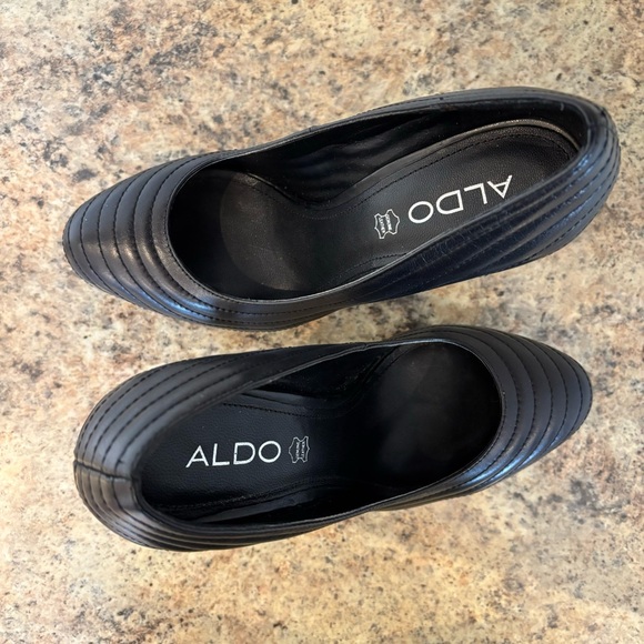 Aldo Black Quilted Platform Stiletto Heels - Picture 8 of 9